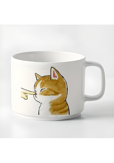 Çay Kahve Espresso Fincanı Dost Kedi 180 Ml Beyaz