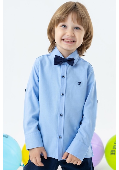 Breeze Girls & Boys Erkek Çocuk Gömlek Papyonlu 3-7 Yaş, Mavi-mavi