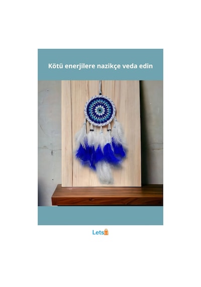 El Yapımı Doğal Rüya Kovanı Dream Catcher 50 Cm 1 Adet
