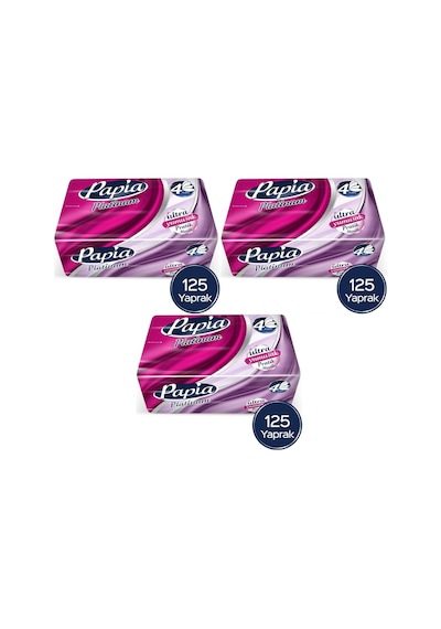 Papia Platinum Pratik Mendil 125 Yaprak 4 Katlı 375 Yaprak