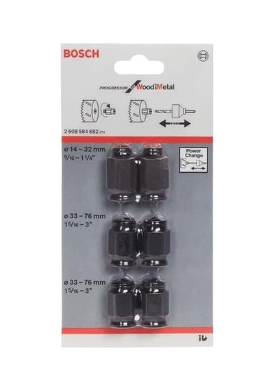 Accessories Accessories 6 Parça Delik Testereleri İçin Geçiş Adaptörü Seti 2 X Adaptör Ø 14-30 Mm Ve 4 X Adaptör Ø 32-210 Mm, Aksesuar Delik Testeresi