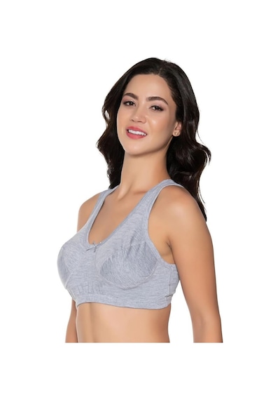 6 Adet Gümüş Bayan Penye Yarım Atlet Body Sütyen 3049 Gri