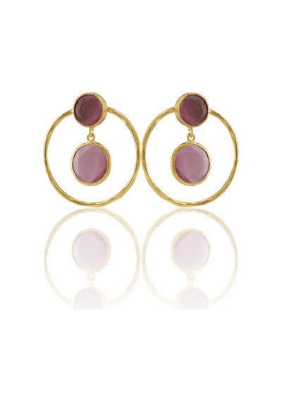 Kadir Jewellery 22 Ayar Altın Kaplama Kadın Halka Küpe -el İşçiliği Ve Hipoalerjenik Küpe Pembe