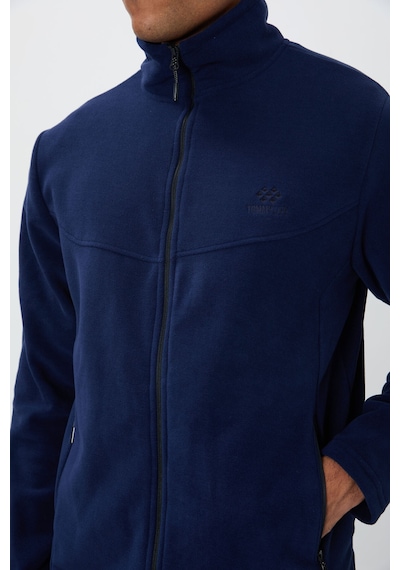 Tommy Life İndigo Dik Yaka Basic Fermuar Cepli Standart Kalıp Erkek Polar Eşofman Takımı - 85193 İndigo