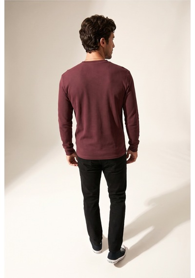 Jsco Erkek Mor 6210 0 Yaka Basic Waffle Sweatshirt