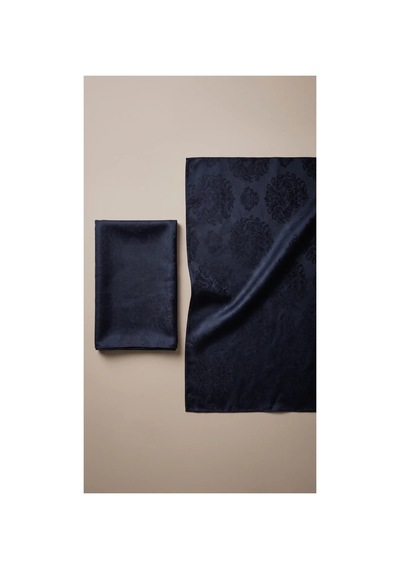 Nukra Jakarlı Pamuk Tesettür Şal Osmanlı Desen Lacivert 70 X 190 Cm