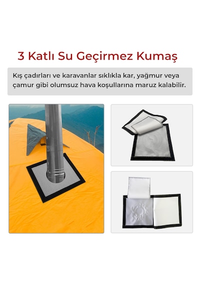 Kamp Çadırı Soba Bacası Çıkışı 2 Katlı 30x30cm