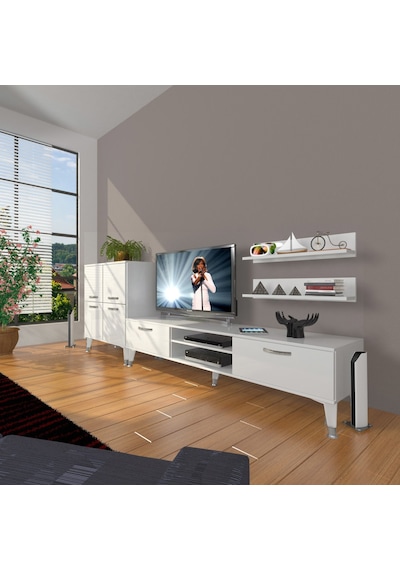 Decoraktiv Eko On Slm Dvd Silver Tv Ünitesi Tv Sehpası Beyaz