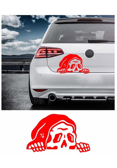 Bagajdan Bakan İskelet Sticker - Araba Oto Motosiklet Karavan Cam Sticker - 00112 12X7 Cm