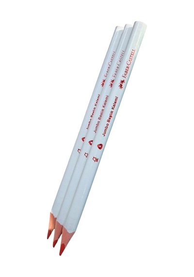 Faber-castell Jumbo Üçgen Başlık Kalemi, Kırmızı, 3'lü Set Genel