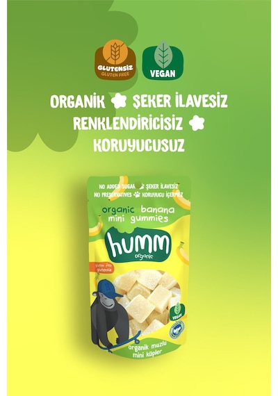 Humm Organic Organik Glutensiz Vegan Muzlu Mini Küpler Atıştırmalık 6 x 30 G