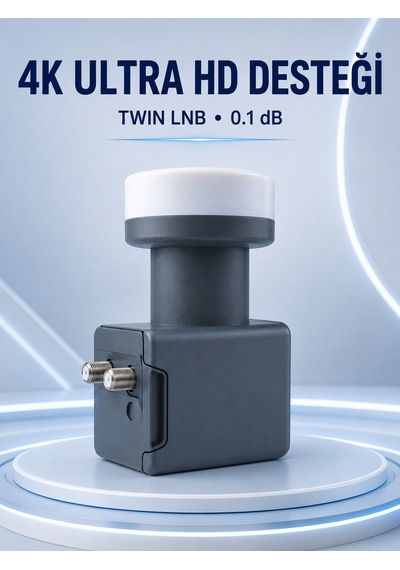 Uydu Anten Lnb Twin Çıkışlı 0.1 Db Ku Band 4k Ultra Hd Uyumlu - Lisinya