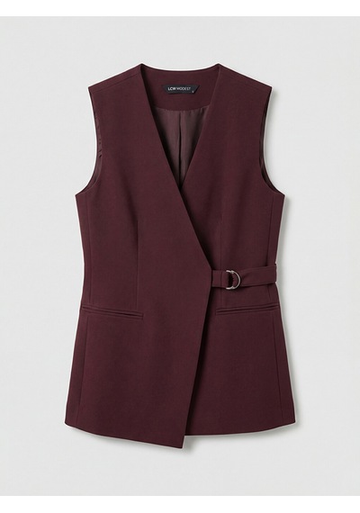 Lcw Modest Bordo Kruvaze Yaka Kadın Klasik Yelek