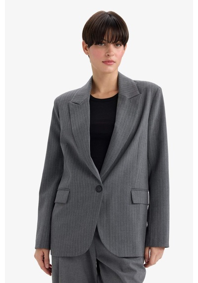 Defacto Regular Fit Düğmeli Blazer Ceket F9465ax25augr93 Gri