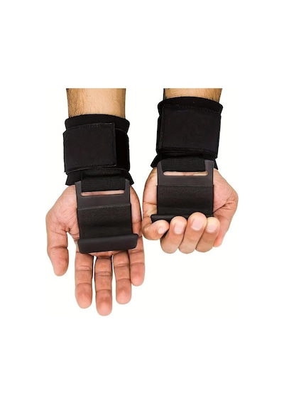 Valkyrie 2 Adet Ağırlık Kaldırma Kancası Tutma Yardımcısı Bar Fitness Bilekliği Lifting Hooks Straps Siyah
