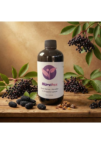 Mürvitox Kara Mürver Karadut Ve Propolis İçeren Bitkisel Şurup 250 Ml Takviye Edici Gıda