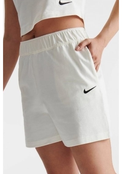 Nike Sportswear Essential Loose Fit Jersey Shorts Bol Kesim Ağır Modal Kadın Şort Beyaz Krem