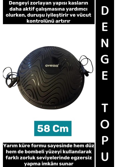 Pilates Topu Aerobik Egzersiz Yoga Fitness Spor Vücut Denge Çeviklik Koordinasyon Pilates Bosu Topu