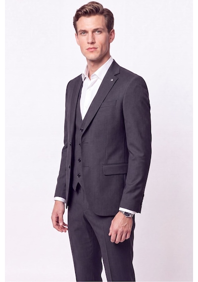Efor Slim Fit Çift Yırtmaç %97 Yünlü Doku Desenli Esnek Antrasit Yelekli Takım Elbise Tk 927 Efor Slim Fit Çift Yırtmaç %97 Yünlü Doku Desenli Esnek Antrasit Yelekli Takım Elbise Tk 927