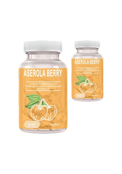 Aserola Berry 2 Kutu Aserola Ekstratlı C Vitaminli Antioksidanlı Probiyotik 30lu Soft Jel Kapsüller