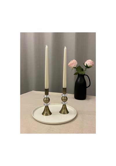 Gold Rengi Queen Crystal 2'li Şamdan&mumluk Seti Eskitme Gold - 830066825 Eskitme Gold