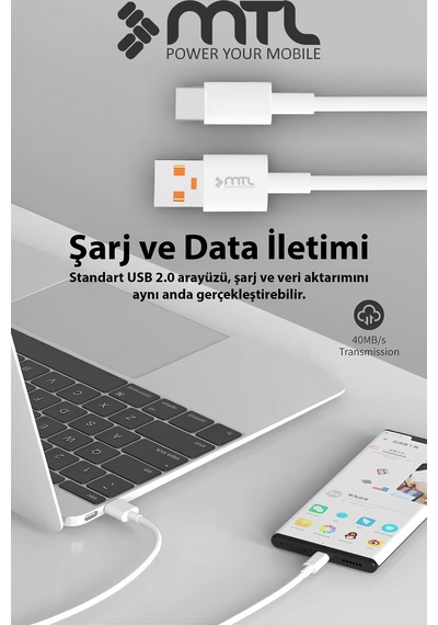 3a Usb To Type-c Hızlı Şarj Ve Data Aktarım Kablosu 1 Metre Mt438
