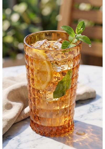 Akrilik Allegra Bal 6'lı Uzun Bardak & Su Meşrubat Bardağı 750 Ml Büyük Boy & Cam Değildir Turuncu