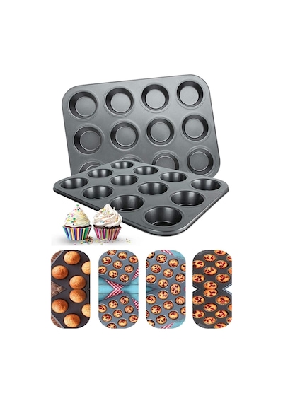 Muffin Kalıbı 12'li Kek Pasta Kurabiye Cupcake Lüx Muffin Kalıbı Kek Çörek Fırın Kapsülü Çok Renkli