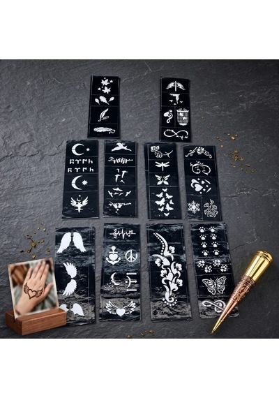 Karışık Desenli Tüp Kına Şablonu - 10'lu Paket - 8x20 Cm