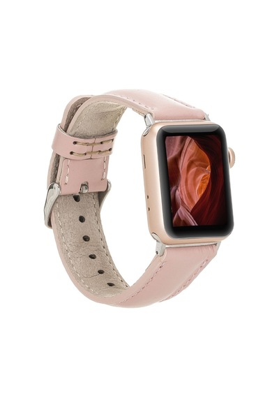 Apple Uyumlu  Watch Deri Kordon 42-44-45mm Nu2 Pembe