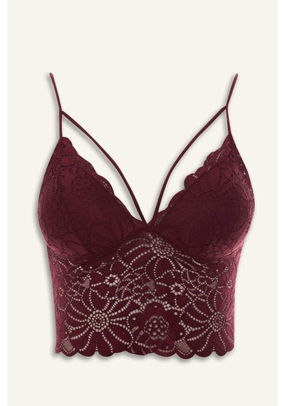 Defacto Dantelli Dantel Kaplı Pedli Balensiz Bralet G7763ax26spbr115 Bordo-br115