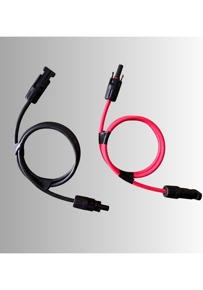 Güneş Paneli Bağlantıları İçin İki Tarafı Mc4 Konnektörlü, Uv Dayanımlı Dc Uzatma Kablo Seti- 1 M Siyah 6 Mm2