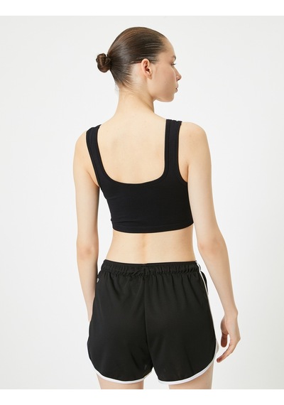 Koton Spor Yarım Atlet Dikişsiz Fitilli Slim Fit Kapsız Siyah 4sak30202nk Siyah
