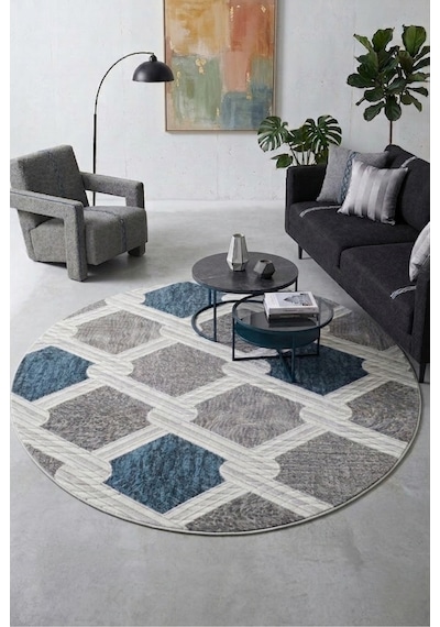 Kaymaz Tabanlı Halı Kesme Yolluk Salon Koridor Mutfak Yatak Odası Halısı Daire 3011 Mavi