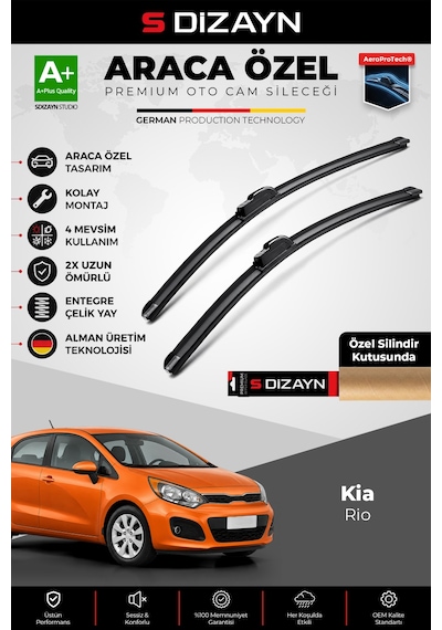 S-dizayn Kia Rio Ön Cam Silecek Seti 2011-2017 Premium Araca Özel 65-40 Cm A+ Kalite