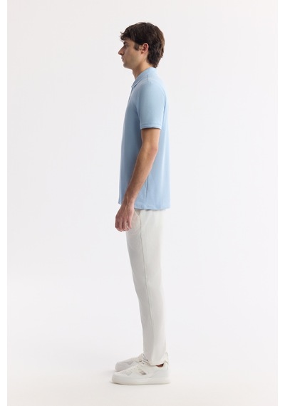 Avva Erkek Açık Mavi Kıvrılmaz Polo Yaka %100 Pamuk Basic Regular Fit T-shirt B001032