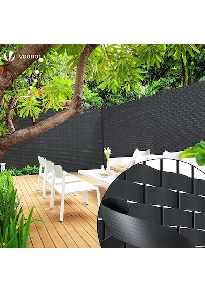 Pvc Gizlilik Şeritleri Bahçe Gizlilik Çiti Ekranı 300m X 4,7cm Güverte, Veranda, Balkon İçin 600 Klipsli Çift Çubuklu Paspaslar, Siyah