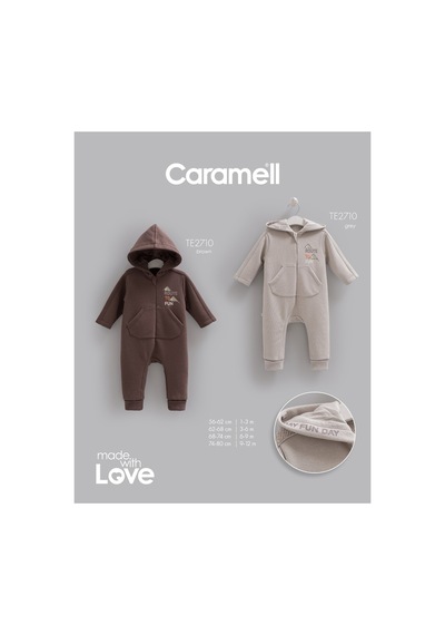 Caramell Barbosa Kışlık Fun Day 3 İplik Şardonlu Erkek Bebek Lux Tulum Kahverengi