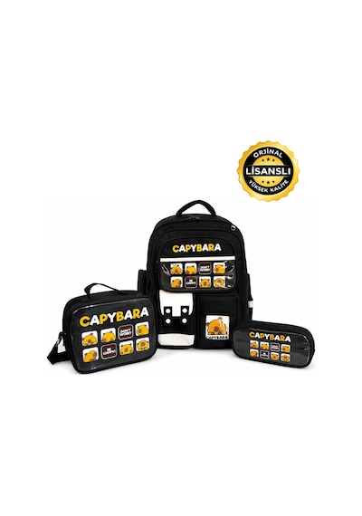 Lisanslı Okul Çantası Set Sırt Çantası, Beslenme Çantası Ve Siyah