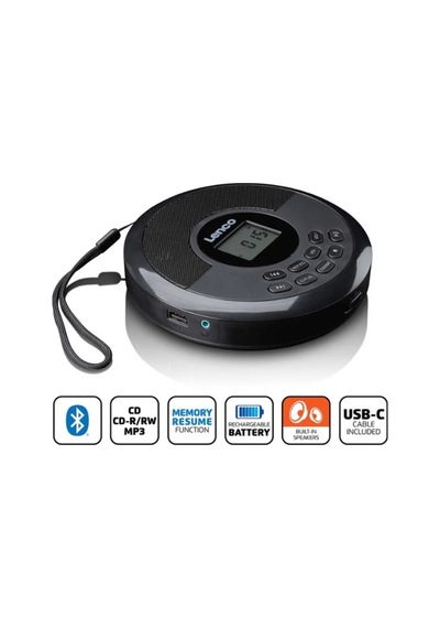 Lenco Cd-340bk - Bluetooth Ve Dahili Hoparlörlü Taşınabilir Cd/mp3 Çalar