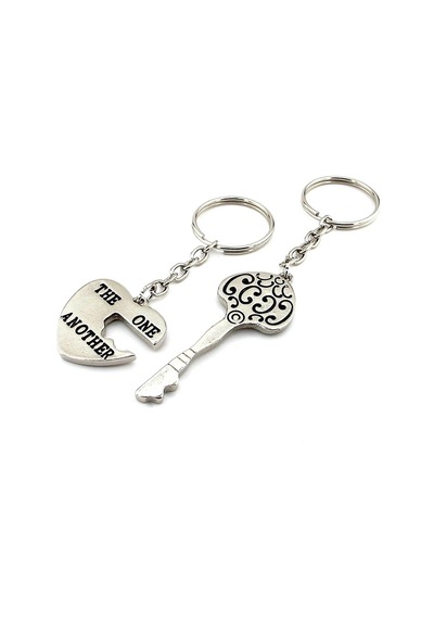 Kalp Anahtarı Puzzle Antik Desen İkili Metal Anahtarlık Set KC960