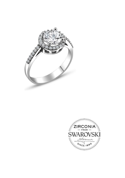 Gümüş Swarovski Taşlı Pırlanta Modeli Yuvarlak Yüzük