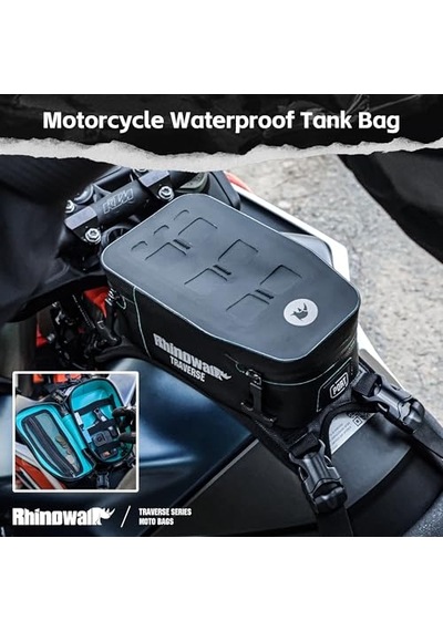 Ayrex Rhinowalk Motosiklet Depo Sırt Çantası, Su Geçirmez, Sert Kabuk, Genişletilebilir, 2 L, Oturma Çantası, Ça Diğer