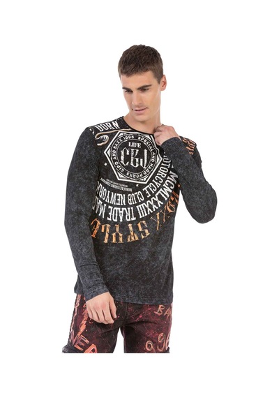 Cipo & Baxx CL472 Desenli Siyah Sweatshirt Siyah