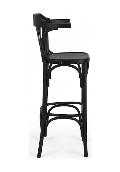 Thonet Kolçaklı Ahşap Bar Sandalyesi Siyah