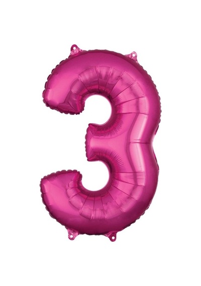 3 Rakam Koyu Pembe Folyo Balon 80 Cm
