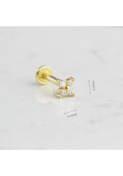 Glorria Altın Kelebek Tragus Piercing Çok Renkli