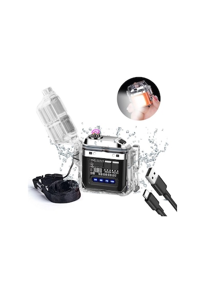 Valkyrie Ip56 Su Geçirmez Çift Arc Elektrikli Çakmak Type-c Şarjlı Işıklı & Güç Göstergeli Siyah