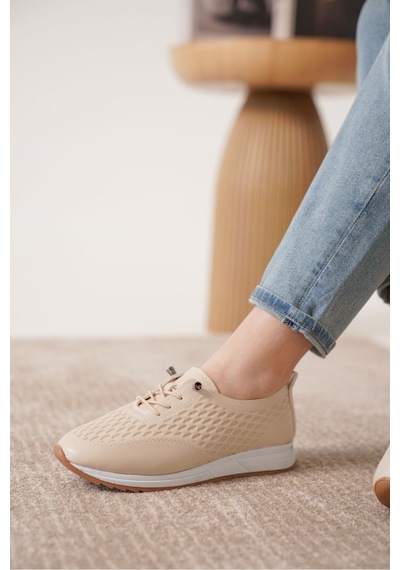 Trendyshose 06245 Kadın Günlük Ayakkabı Krem