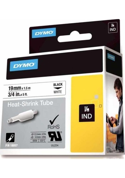 Dymo Rhino Pro Isıyla Küçülen Şerit 19Mm X 1.5M Beyaz/Siyah 1805
